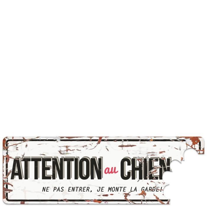 D&D Plaque Attention Chien Beware of the Dog - Blanc / Rouge