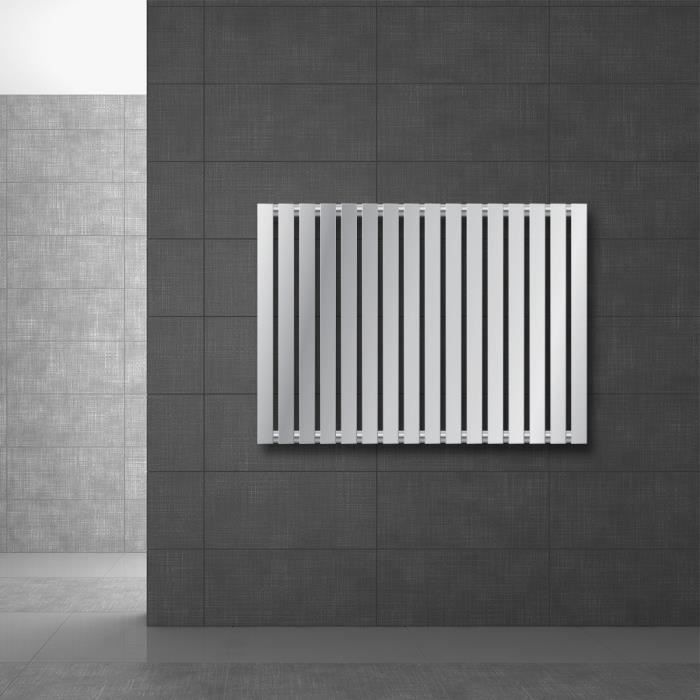 ECD Germany Stella radiateur à panneaux horizontal 630 x 865 mm - chrome - raccordement latéral - simple couche - radiateur plat