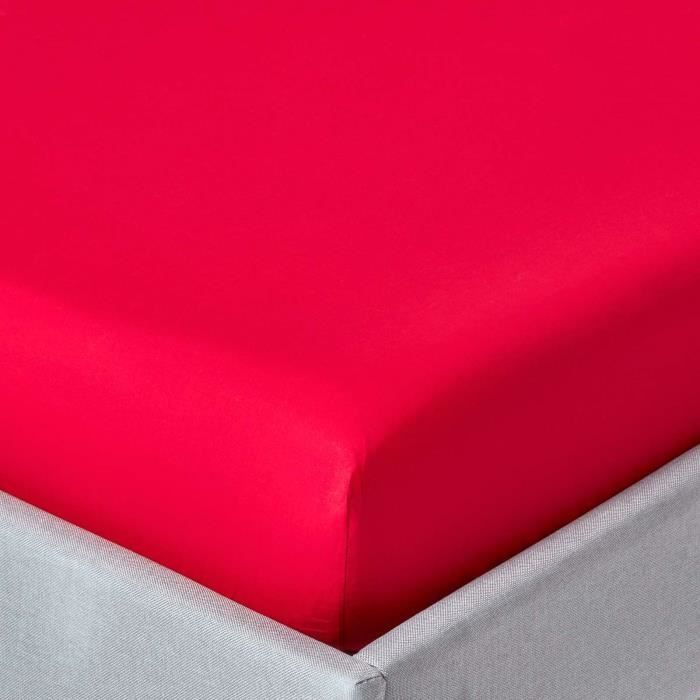 Drap-housse Rouge 100% coton Égyptien 200 fils 120 x 190 cm