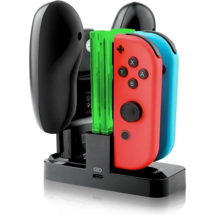 Station de charge à LED pour Joy-Con, manette PRO et console sur Nintendo Switch (chargeur, alimentation, support)