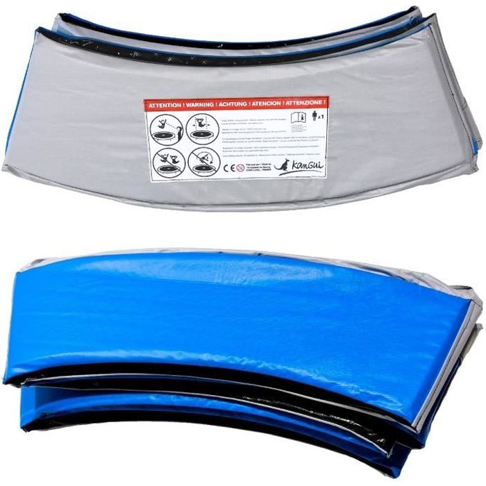 Kangui - Coussin de protection Bleu/Gris pour trampoline Ø 305 cm