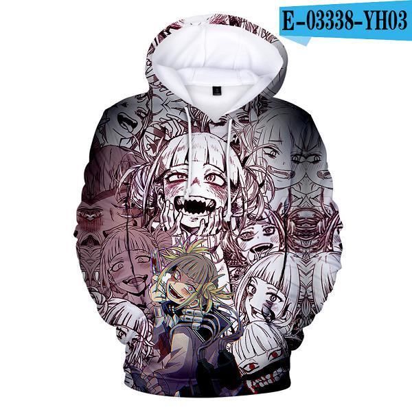 Sweats à capuche imprimés en 3d,Dessin animé animé chaud Himiko Toga sweat à capuche pour homme femmes sweats 3D gris sweat Himiko