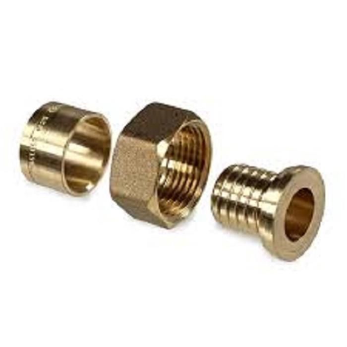 Raccord PER droit à glissement avec écrou à portée plate - F 1/2' - Ø 12 mm - PB tub
