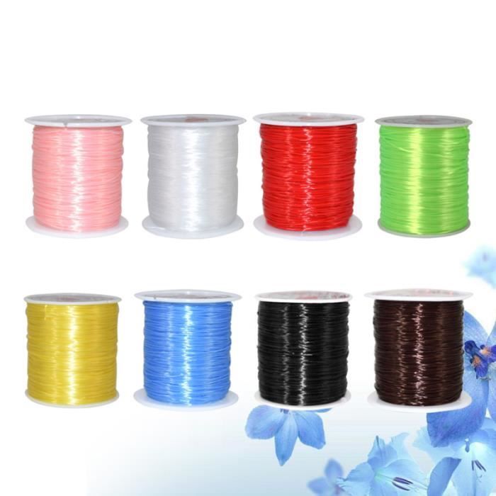 8 rouleaux élastique chaîne cristal pour le collier de bijoux (bleu clair, rouge, blanc, jaune, café noir, vert, rose, 0,5 mm)