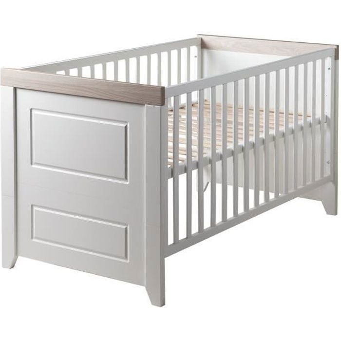 ROBA lit bébé évolutif -Felicia-, 70x140 cm, blanc, réglable en hauteur, 3 barreaux coulissants