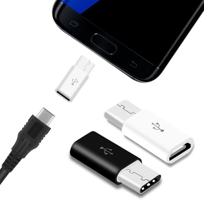 2pcs Micro USB 2.0 5Pin Femelle ver Data USB 3.1 Type C Mâle Adaptateur Convertisseur