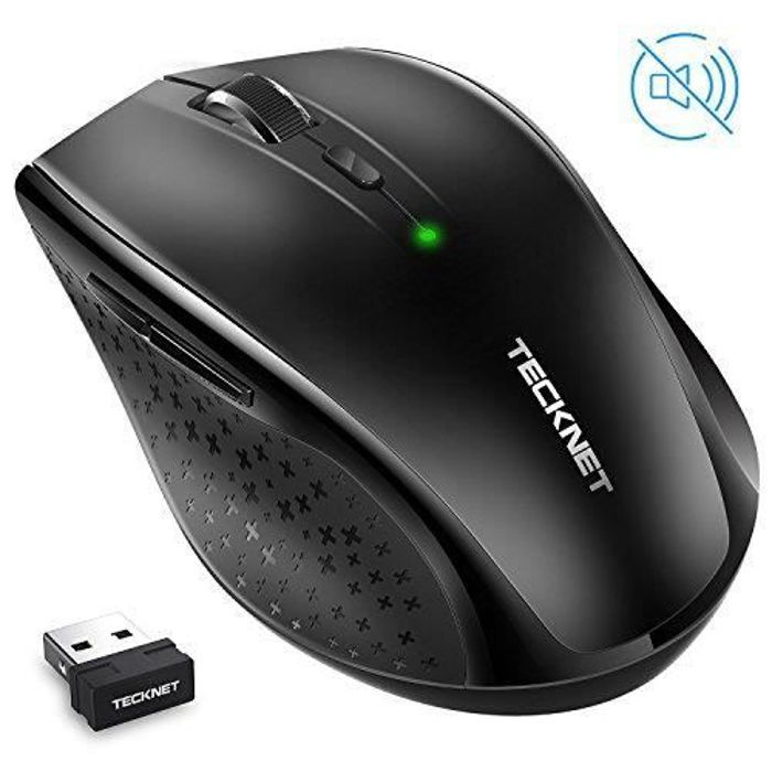 TeckNet Souris sans Fil Silencieuse, Alpha Souris, Capteur Optique avec 90% de Réduction du Bruit, Fonction Auto-Sleep, 2.4G, 3000 P