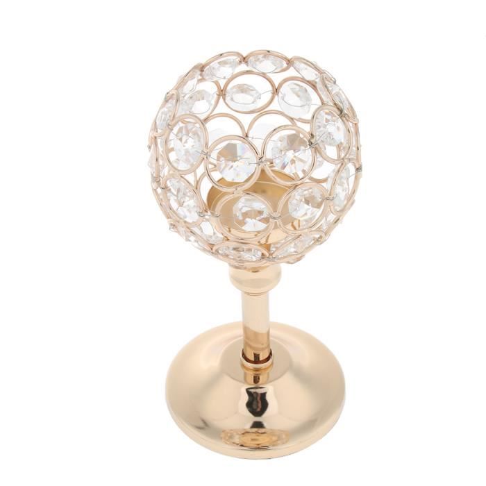 Porte-bougie En Cristal Mosaïque Supporte de Bougie pour Fête Décoration Ornement Cérémonie Golden- S