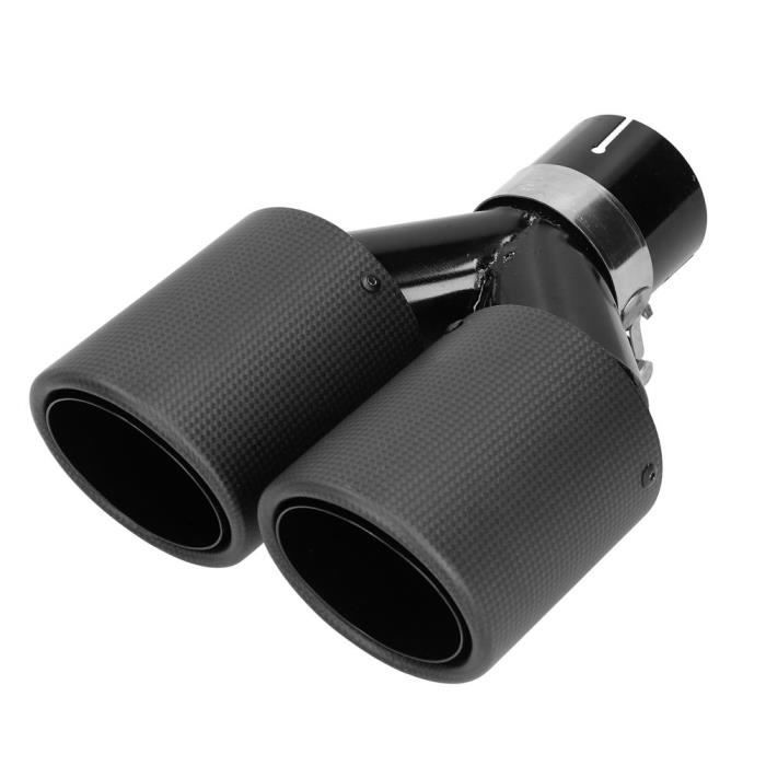 Zerone Tuyaux d'échappement Embout d'Échappement Double Universel Gorge de Queue en Y avec Collier Fibre de Carbone Mat Acier