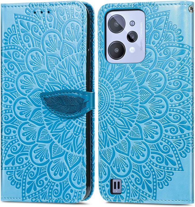 Étui Magnétique Matte Antichoc avec Support Anneau - Housse de Téléphone Universelle pour Realme C31 (Bleu Foncé