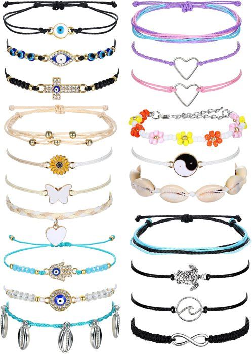 Bracelets De Cheville Femme - Lot De 4 En Acier Inoxydable, Réglables, Styles Boho - Or Et Argent