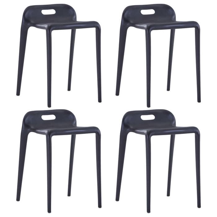 Ensemble de 4 chaises de bar/ Tabourets empilables - UU - noir plastique 365 x 41 x 545cm VIDAXL9671629