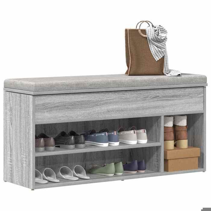 UU NEW*Meuble Entrée - Banc à chaussures - sonoma gris - 102x30 5x45 cm - bois dingénierie CHY9787757