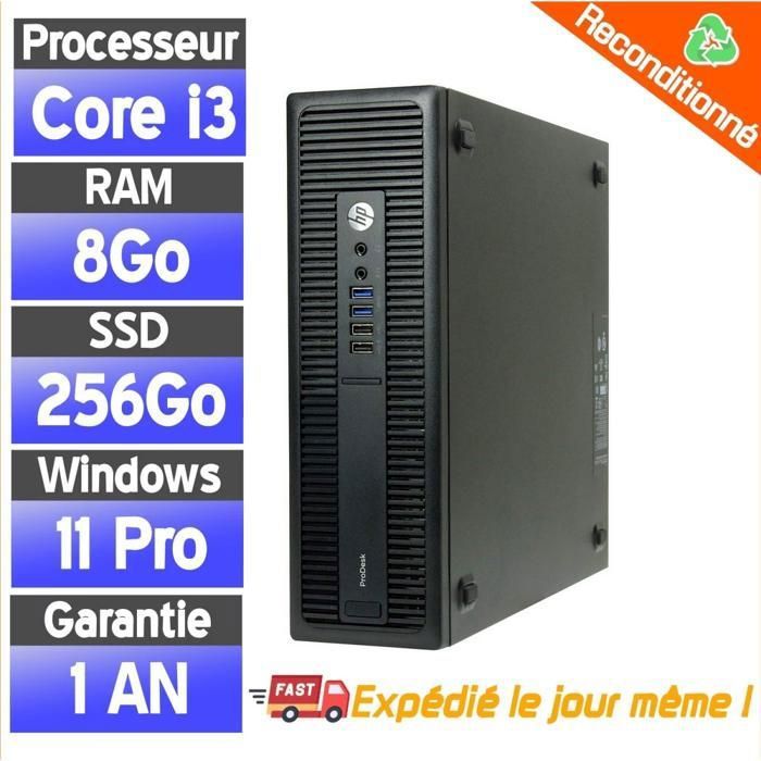 PC Reconditionné – Unité Centrale HP ProDesk 600 G2 SFF – Core i3-6100 – SSD 256 Go – 8 Go RAM
