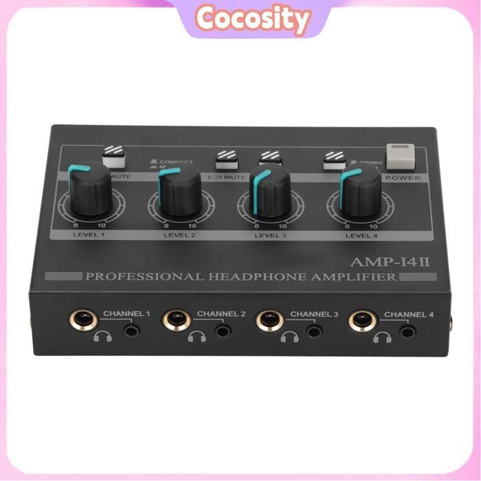 Cocosity Amplificateur de casque stéréo à 4 canaux AMP‑14II Amplificateur de Casque 4 Canaux Compact 4 video piece Bouchon UE
