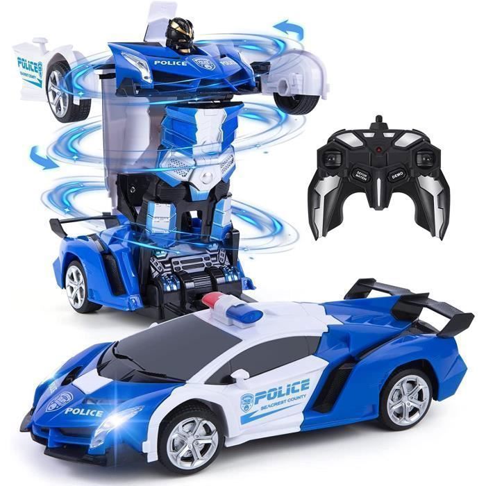 Jouet robotique - Transformers - Voiture tlcommande 2-en-1 - Bleu et Blanc - Rechargeable USB - 6 ans et plu VEHICULE RADIOCOMMANDE