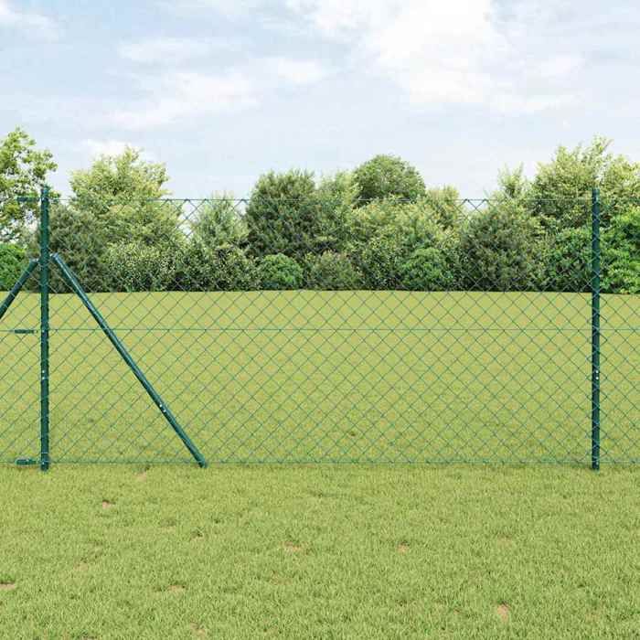 vidaXL Clôture en maillon de chaîne avec 7 poteaux à pointe 1x10 en acier galvanisé - vue 9