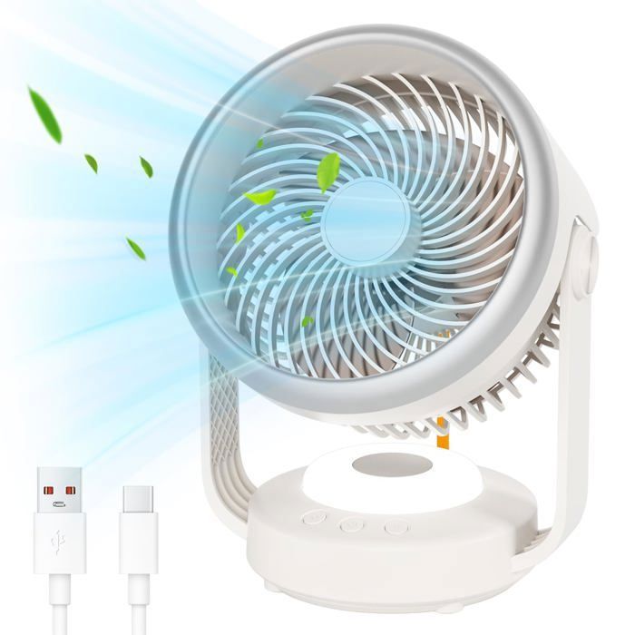 Ventilateur Ultra SilencieuxPortable Ventilateur5400mah Ventilateur Circulateur dAir Avec 4 Vitesses et Inclinaison Réglable - Handeiu