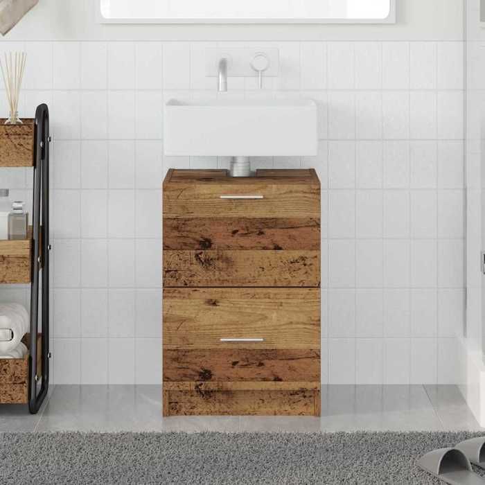 BONNIE®Marron Armoire WC/armoire de lavabo - Design peu encombrant Meuble Sous Évier bois Ancien 40x37x59 cm bois dingénierie