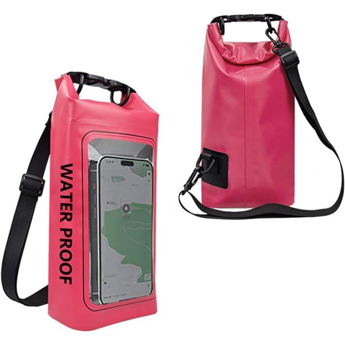 Sac à dos imperméable avec écran et bretelles amovibles idéal pour la randonnée le rafting et le camping couleur rose.