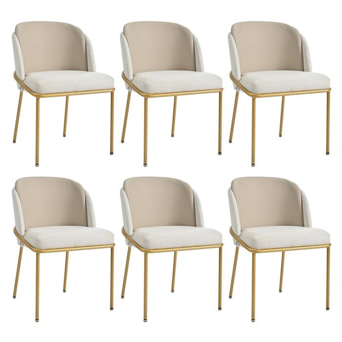 6 pièces Chaise Design Minimaliste Nordique avec Pieds Ajustables Pour Salon Salle à Manger Bureau Beige