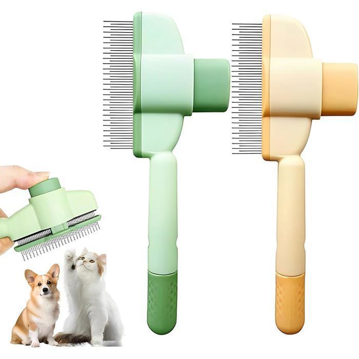 Comparer les prix de 2pcsBrosse Chat Anti-Poils Morts Smart Brush Chat Peigne Brosse Pour Chats Brosse Pour Chien Élimine Jusqu’À 95% Des  Étiquette
