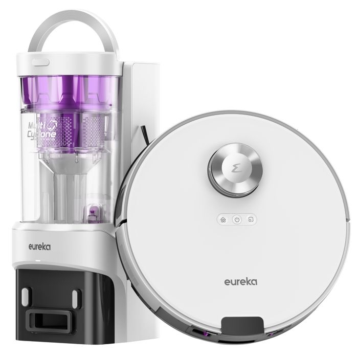 Eureka E20 Plus Gen2 Aspirateur Robot 8000 Pa avec Station sans Sac Anti Enchevêtrement Autonomie 180 Mins Blanc