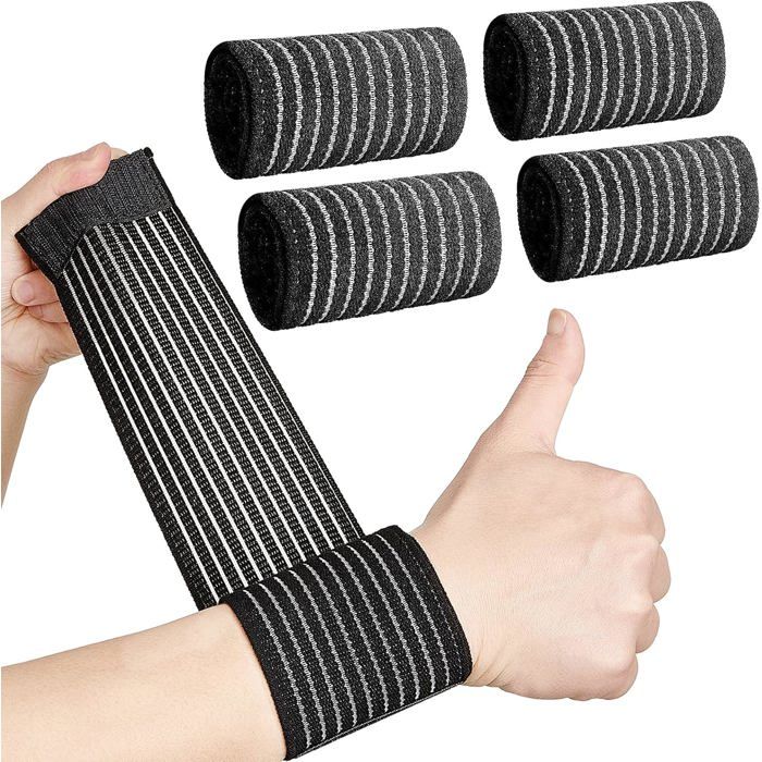 Ensemble de 4 attelles de poignet pour syndrome du canal carpien sangle de compression sangle de poignet ajustable noir