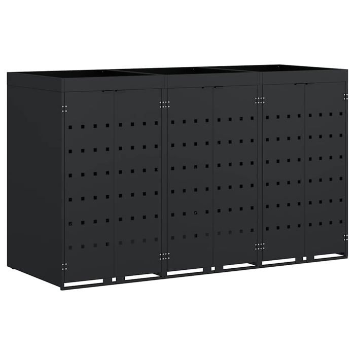 Abri pour poubelles en acier - vidaXL - Noir - 204x775x1215 cm - Extensible - Ventilé - Toit de jardinière