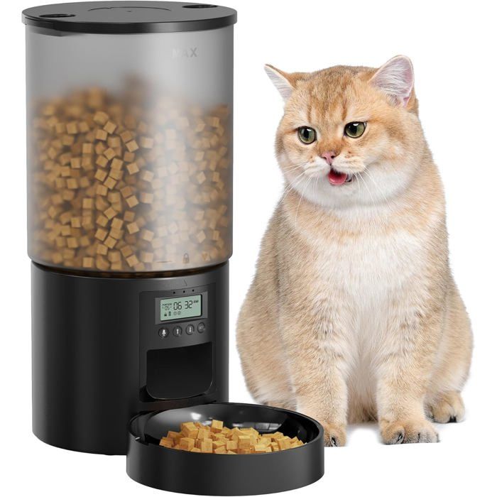 Distributeur automatique de croquettes pour chat - ZGEER - Minuterie programmable - 1-6 repas par jour