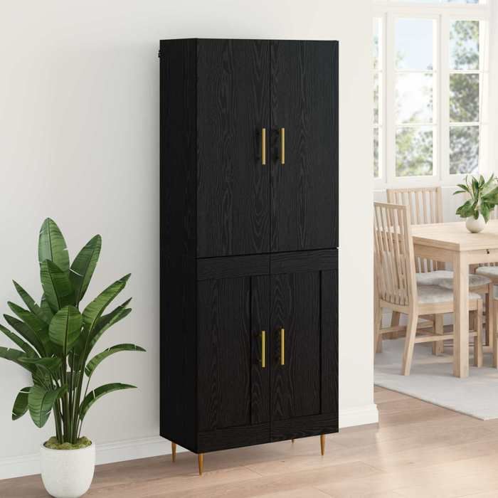 2026 dété@ Haut Armoire Contemporain - Highboard/Commode haute/Vaisselier - Chêne noir 69 5x34x180cm - Bois dingénierie LH8540