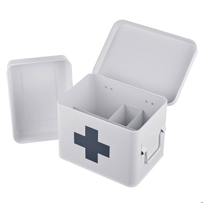 Relaxdays Boîte à pharmacie 4 compartiments insert amovible métal poignées 16 x 21 x 155 cm blanc