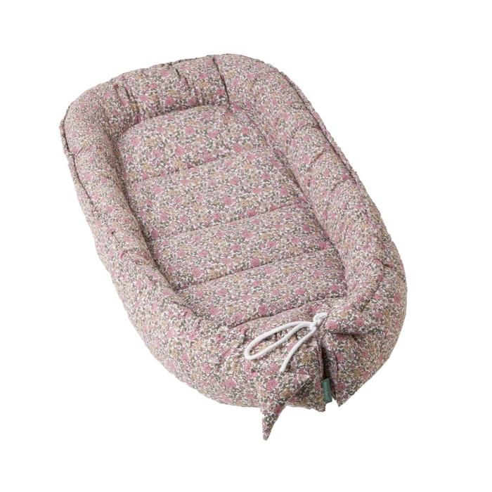 Nid bébé 90 x 50 cm. Réducteur de Berceau ou nid de co-Sleeping pour bébés. Coton. Lit portatif ou de Voyage pour Nouveau-né. Peony.