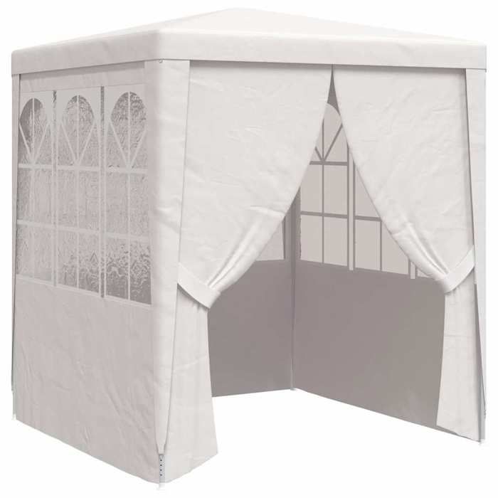 Blanc Pergola/Pavillon pour Fête - BKM - Tente de réception avec parois latérales 2x2 m Blanc 90 g/m²_0885308