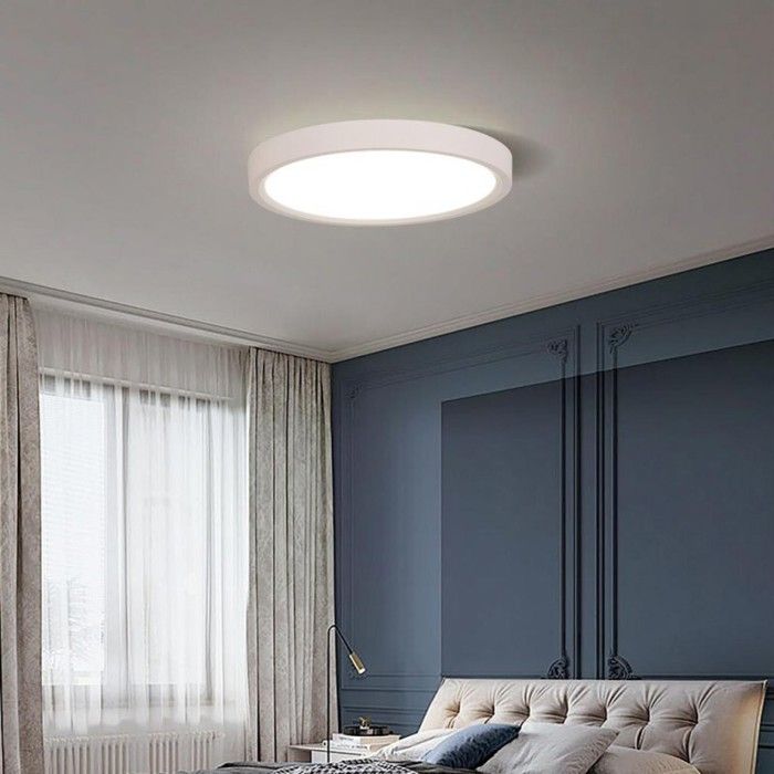 Plafonnier - Rond Ø30 cm - LED intégrée 24W 3000K - IP65 - Blanc style scandinave