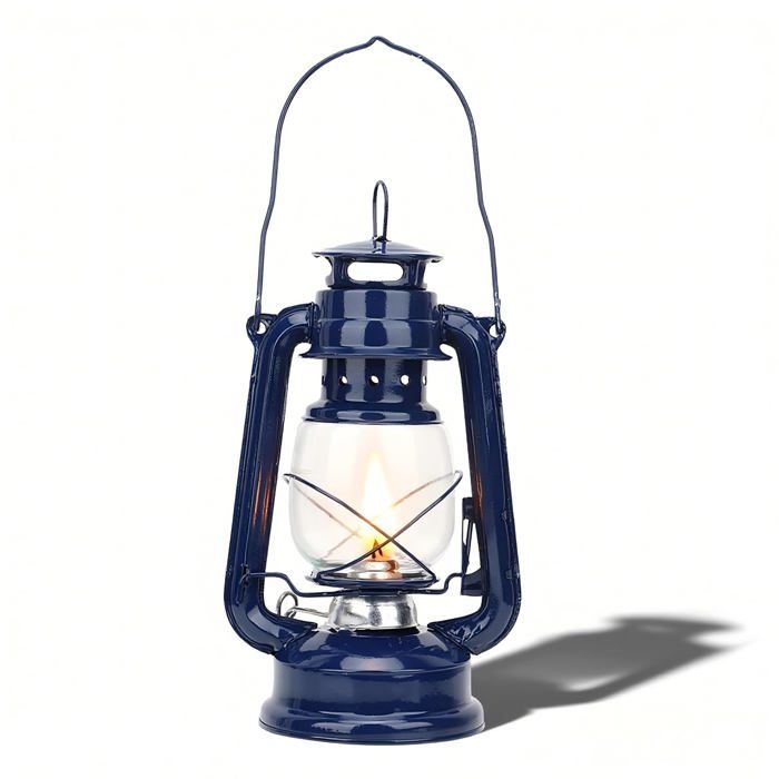 Lampe Kérosène Camping - 1 pièce Bleu - Lanterne huile suspendue - Lampe petrole exterieur - Randonnée décoration Lumiryn