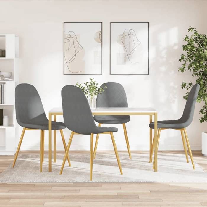 Gris JILLES® Siège scandinave Pour salon/cuisine - 45x53 5x83cm - Lot de 4 Chaises à manger - gris clair - Velours MEU9084796711258