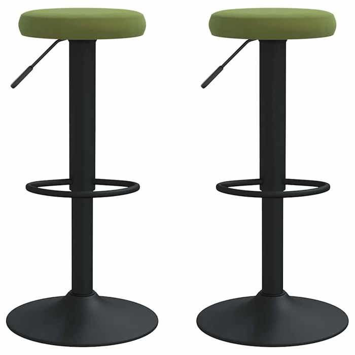 Les SoldesTabourets de bar Tabourets Cuisine - (2 pcs) - 2 personnes - vert clair velours(31x(58-78) cm (diamètrexH)) xna80i