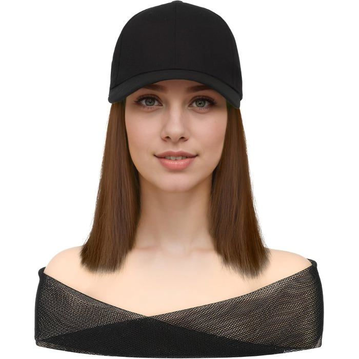 Perruque Courte Droite De 26Cm Chapeau Pour Femme Et Fille Aspect Naturel Marron Clair Extension De Cheveux Usage Quotidien[CA287]