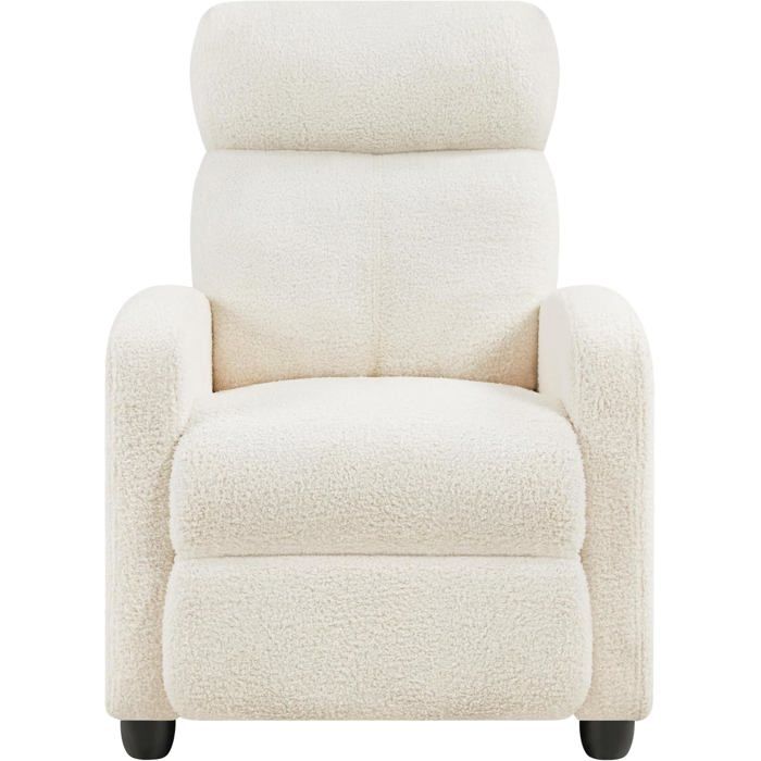 Fauteuil de relaxation inclinable 160° avec repose-pieds - tissu bouclette beige accoudoirs courbés capacité 120 kg 1 place