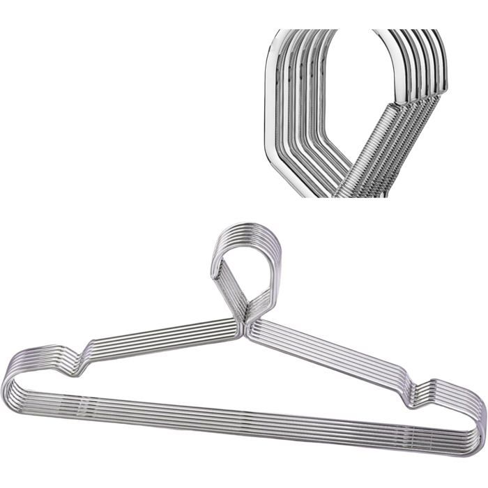 Lot de 10 cintres en métal acier inoxydable 4 mm - fermeture à crochet verrouillable coupe-vent cintre cintré fin