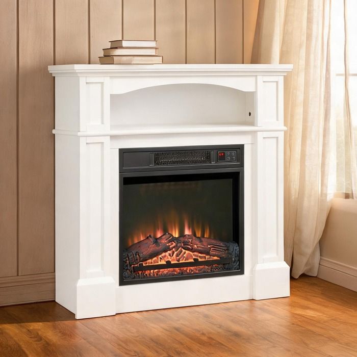31.7 x 12.7 x 31.7 in and 1800 W Fireplaces and Accessories with 3 x 80 Blanc