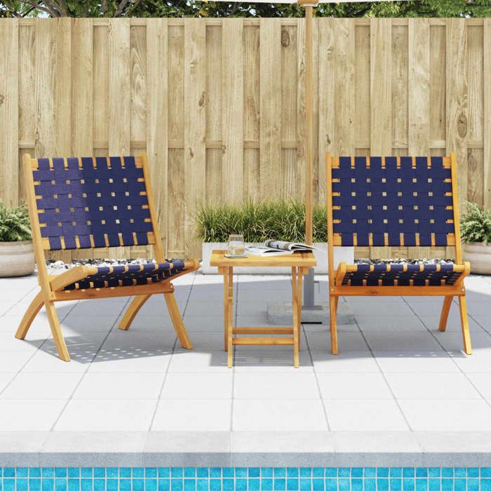 Stable&robuste Chaises de jardin pliantes lot de 2 bois dacacia solide tissu avec manuel de montage &01_9387