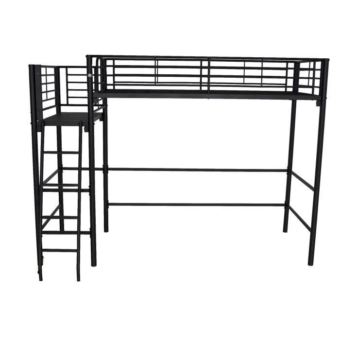 Alexy Lit Mezzanine Avec Plate Forme 90x200cm Noir Argente Achat