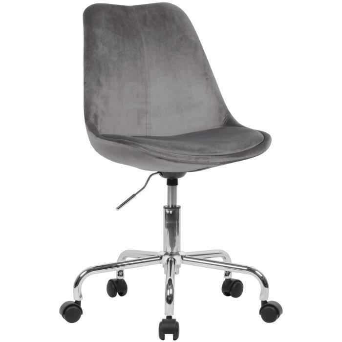 chaise de bureau velours gris foncé amstyle - chaise pivotante - 110 kg - coque
