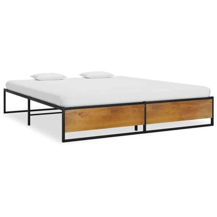 Cadre de lit Noir Métal 160x200 cm - ARAMOX - Contemporain - Sommier inclus