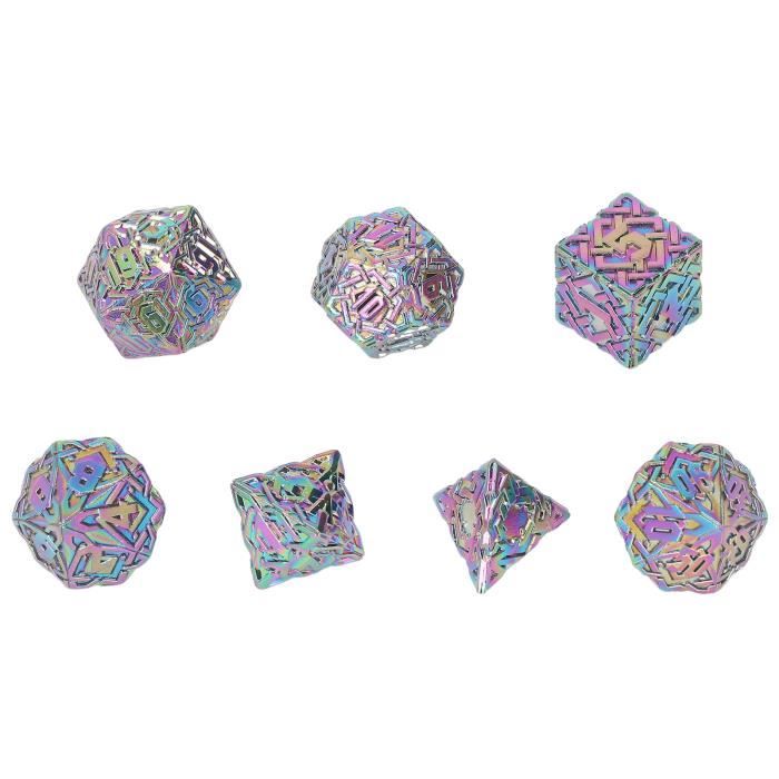 Dés Toupie DND Métalliques 7-en-1 Relief 3D - Ensemble Pour Donjons Et Dragons