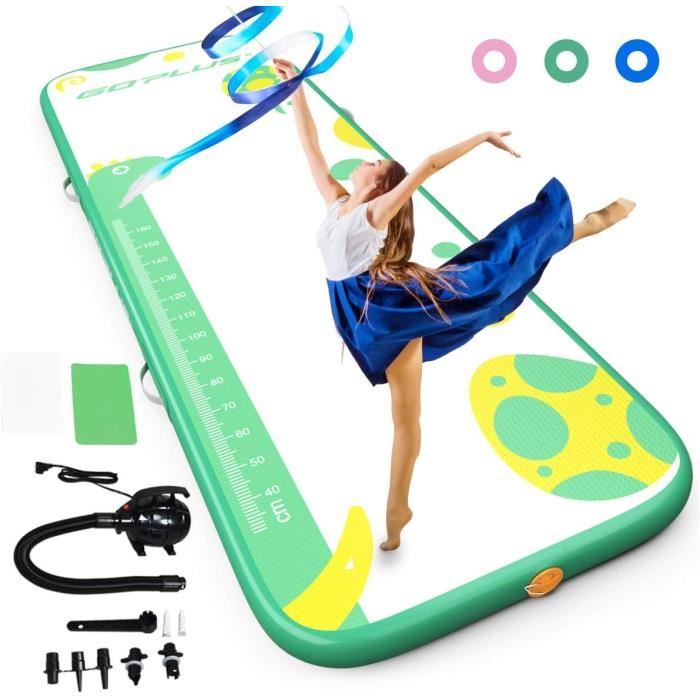 Air Track VEVOR Tapis De Gymnastique Gonflable 3 Mètres - Piste D'acrobatie Rose Avec Pompe, Idéal Pour Le Sport à La Maison Air Tracker Gymnastique
