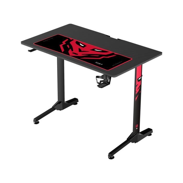 Diablo X-Mate Bureau de Gaming PC Gamer Ergonomique Carbone Crochet pour écouteurs Porte-Gobelet (100 x 75 x 60 cm)