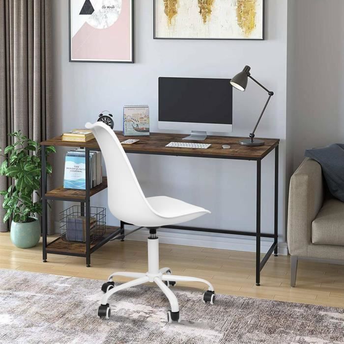 chaise de bureau blanche - luxstore - chaise de bureau avec roulettes - hauteur réglable